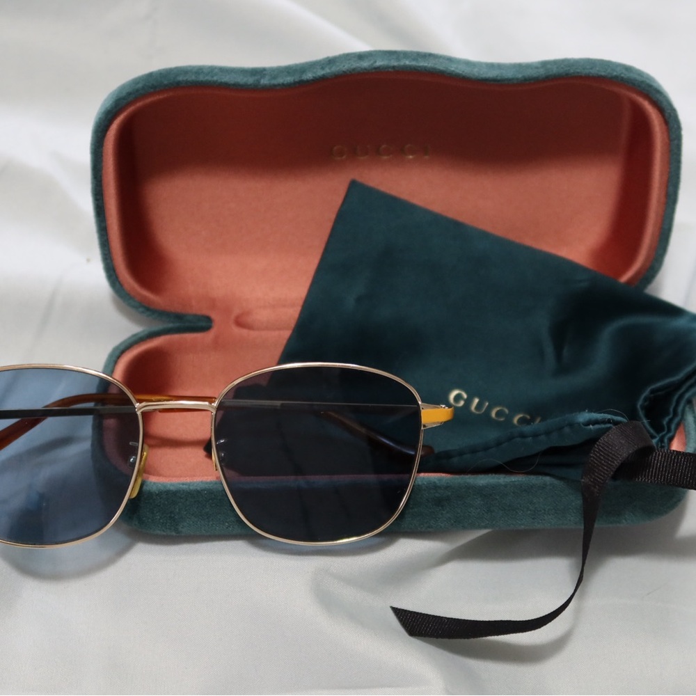 Gucci Gold and Blue Sunglasses